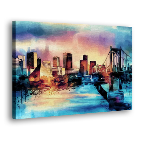 Memphis Architectural Landmarks - Canvas Wall Art
