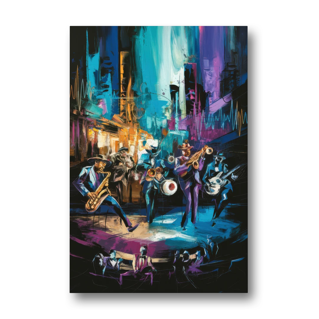Memphis Blues Music Scene - Canvas Wall Art - Front