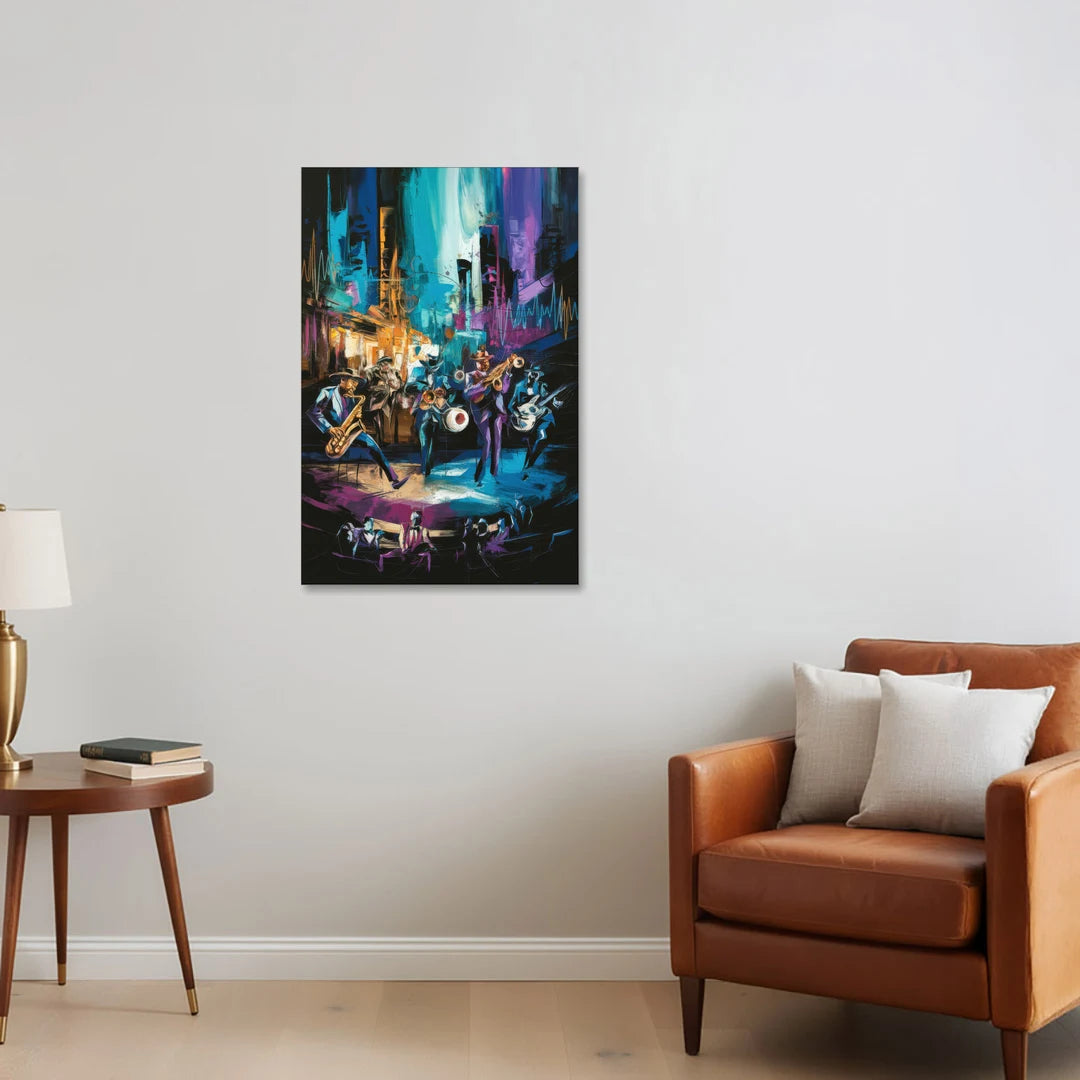 Memphis Blues Music Scene - Canvas Wall Art - Sofa - 24x36
