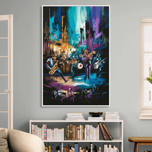 Memphis Blues Music Scene Living Room - White Canvas Wall Art