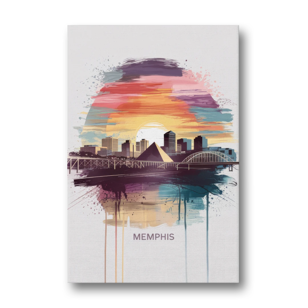Memphis Skyline at Sunset - Canvas Wall Art - Front