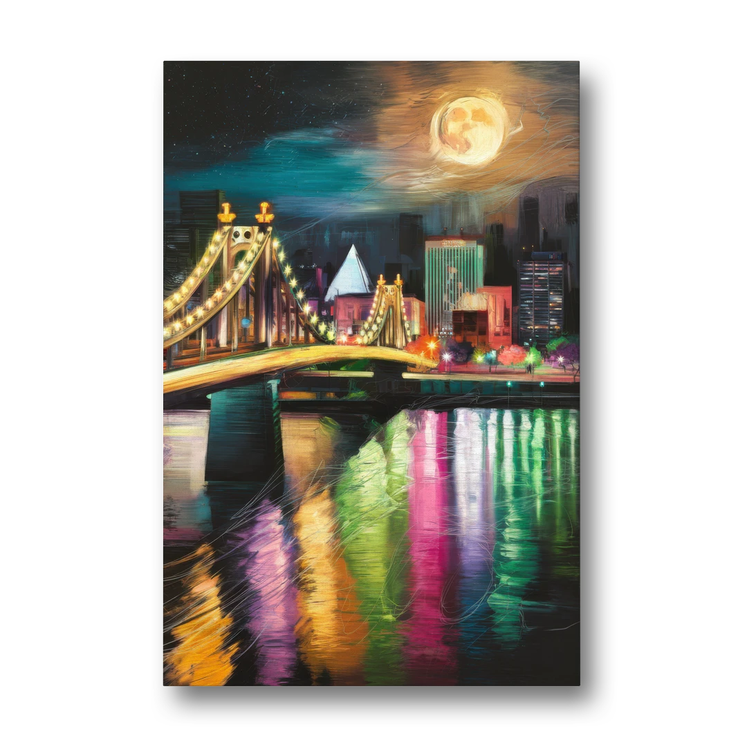 Memphis Vibrant Nightlife - Canvas Wall Art - Front