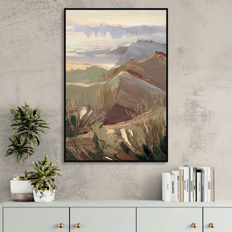 Mesa Mountain Views Living Room - Black Canvas Wall Art