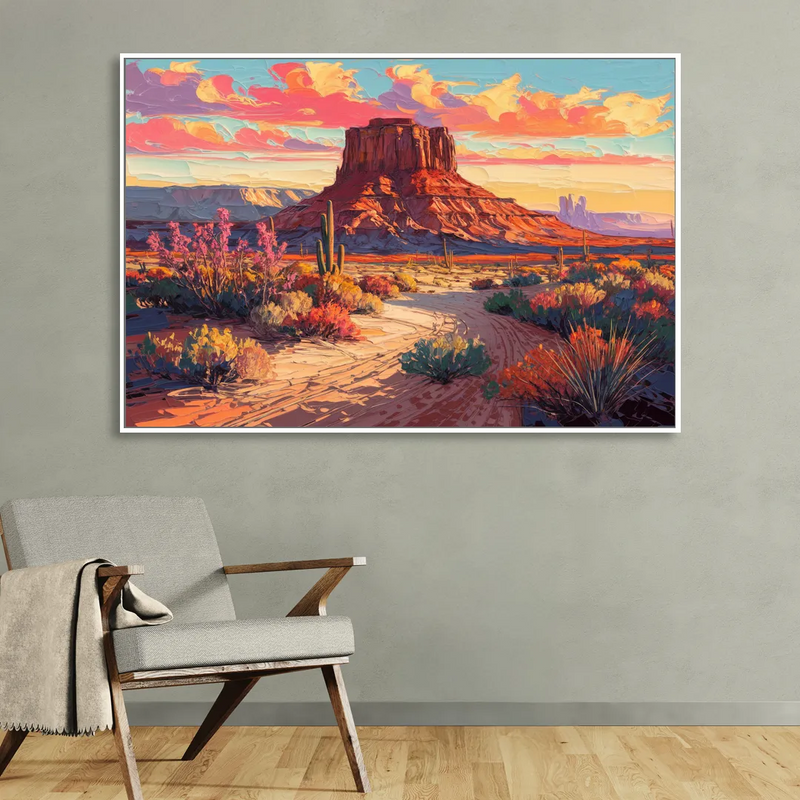 Mesa Scenic Desert Sitting Room - White Canvas Wall Art