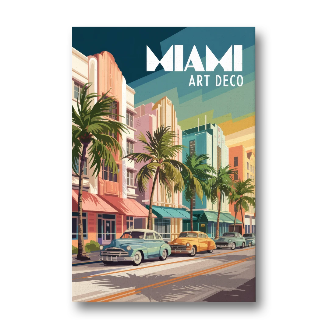 Miami Art Deco District - Canvas Wall Art - Front