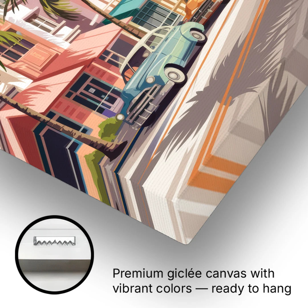 Miami Art Deco District - Canvas Wall Art - Gallery Wrap Corner