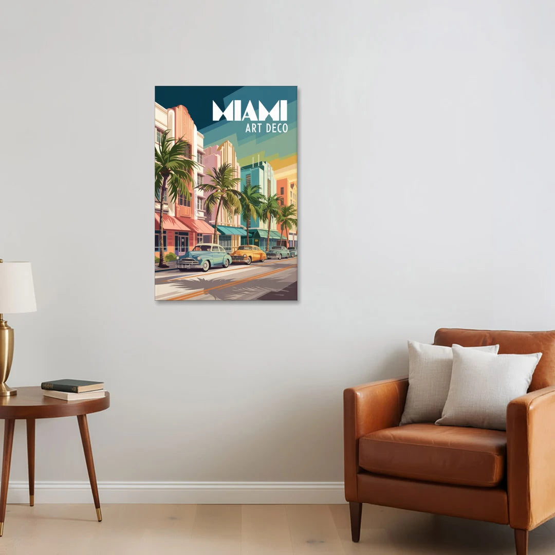Miami Art Deco District - Canvas Wall Art - Sofa - 24x36