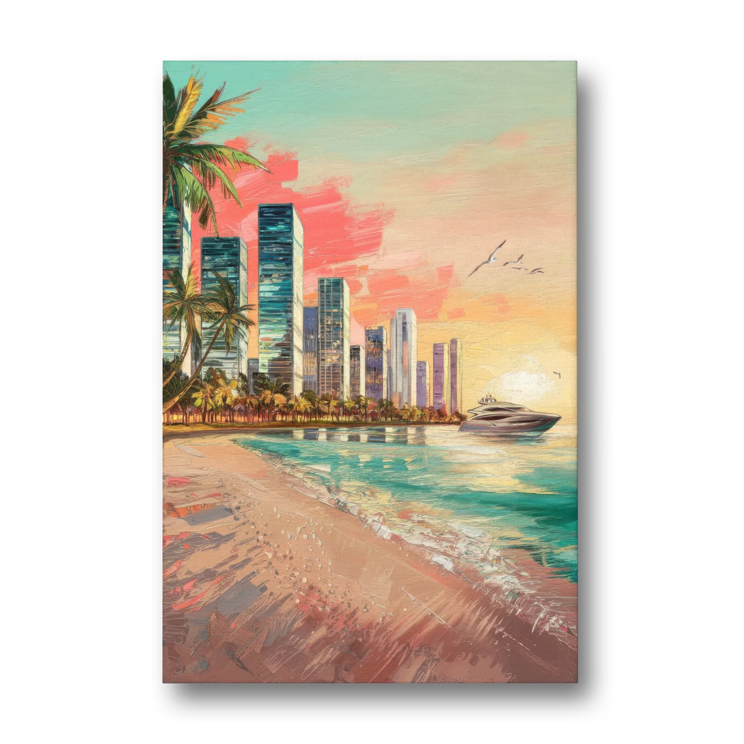 Miami Beachfront Horizon - Canvas Wall Art - Front