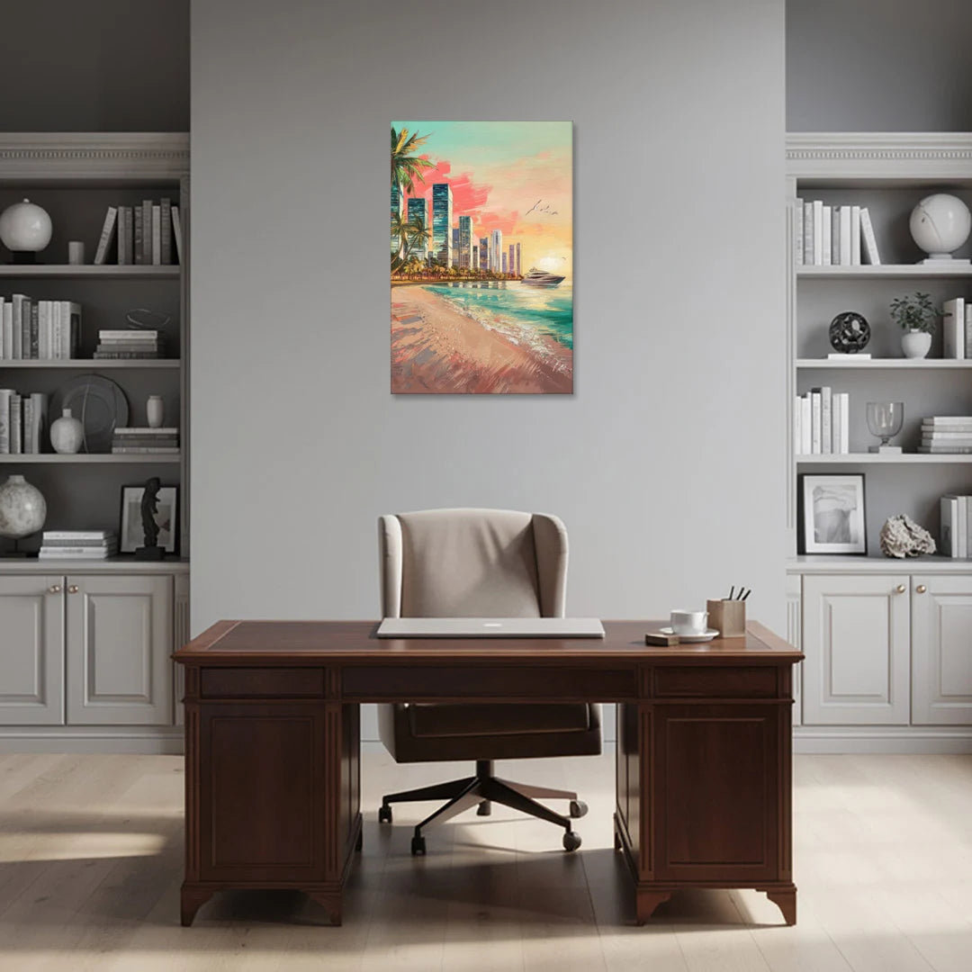 Miami Beachfront Horizon - Canvas Wall Art - Office - 24x36