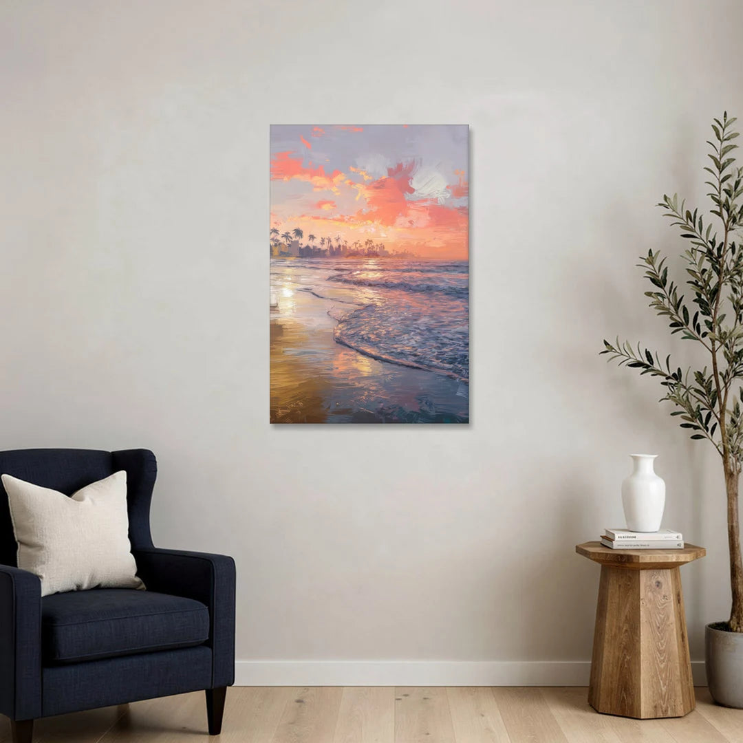 Miami Coastal Horizon - Canvas Wall Art - Sofa - 24x36