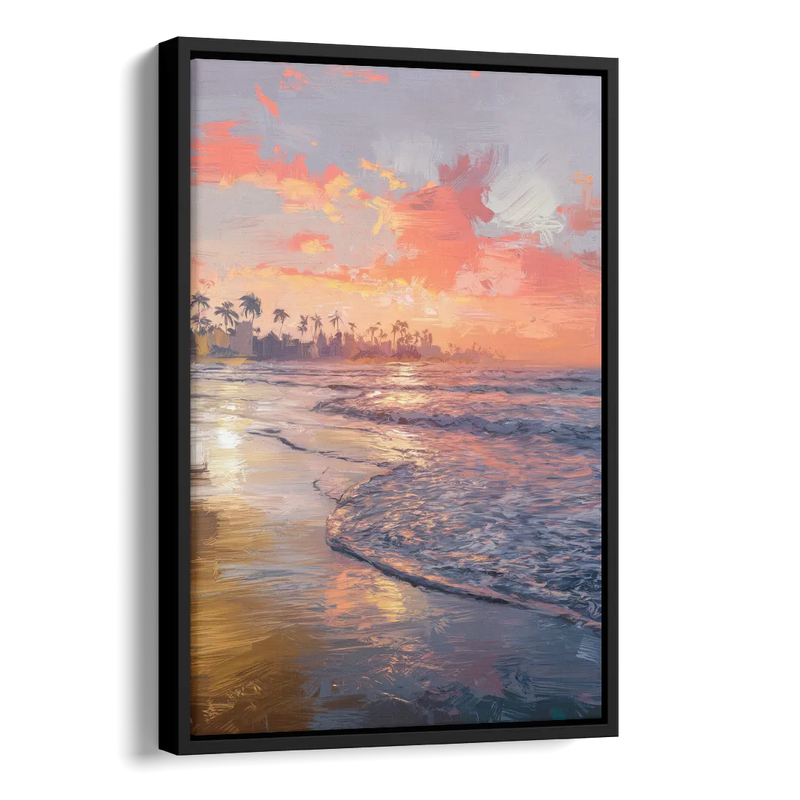 Miami Coastal Horizon Side - Black Canvas Wall Art