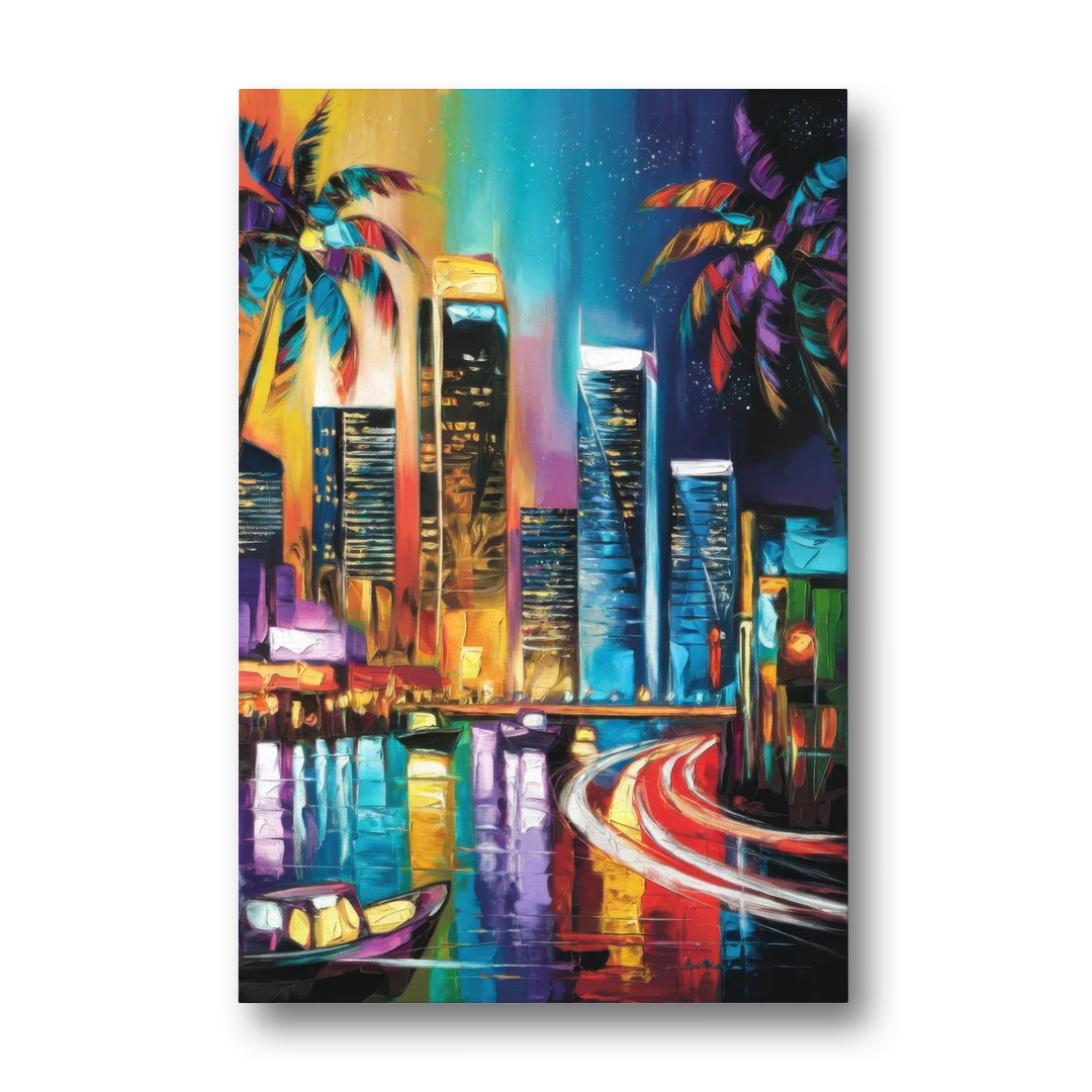 Miami Downtown Energy - Canvas Wall Art - Front