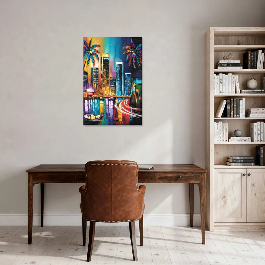 Miami Downtown Energy - Canvas Wall Art - Office - 24x36