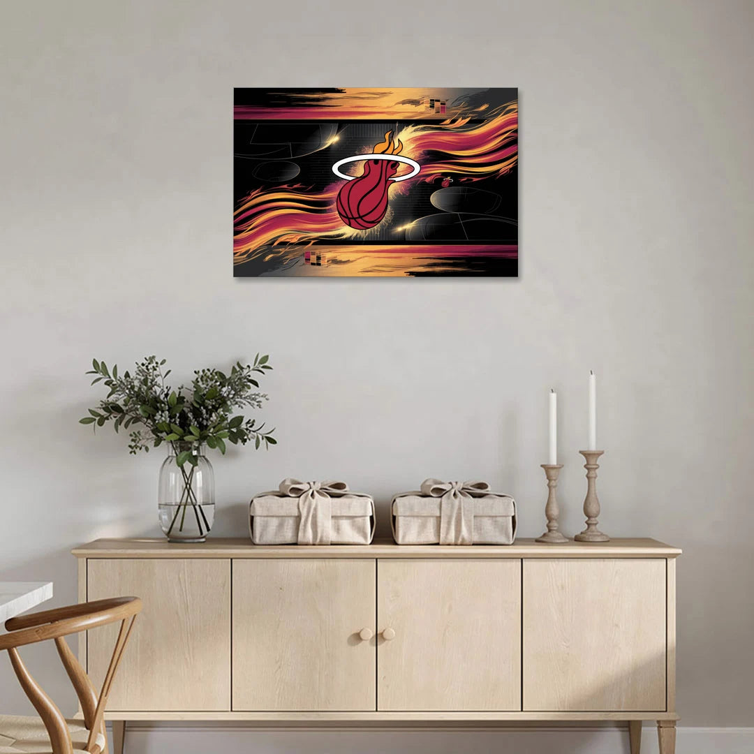 Miami Heat Basketball - Canvas Wall Art - Coffee Table - 36x24