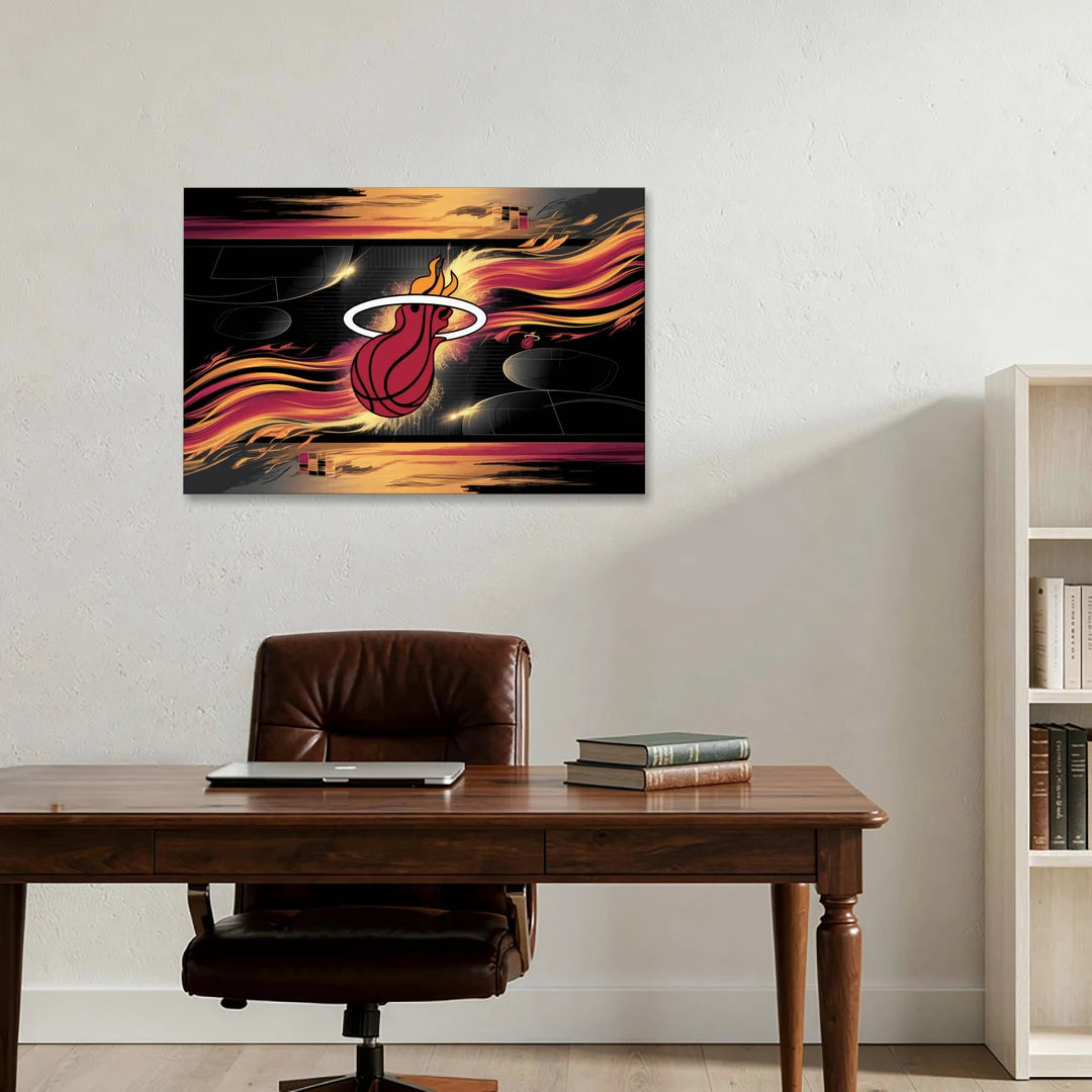 Miami Heat Basketball - Canvas Wall Art - Office - 36x24