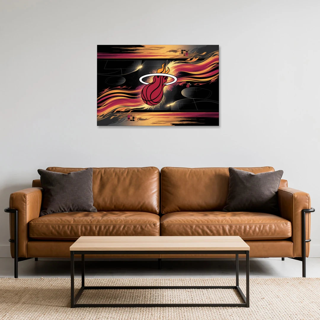 Miami Heat Basketball - Canvas Wall Art - Sofa - 36x24