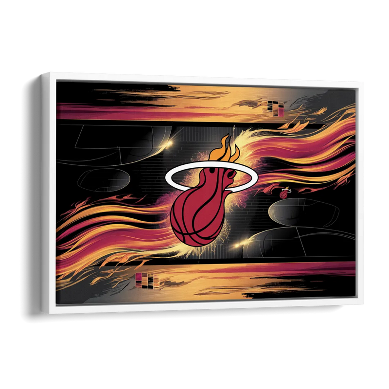 Miami Heat Basketball Side - White Canvas Wall Art
