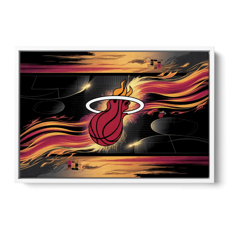 Miami Heat Basketball Front - White Canvas Wall Art