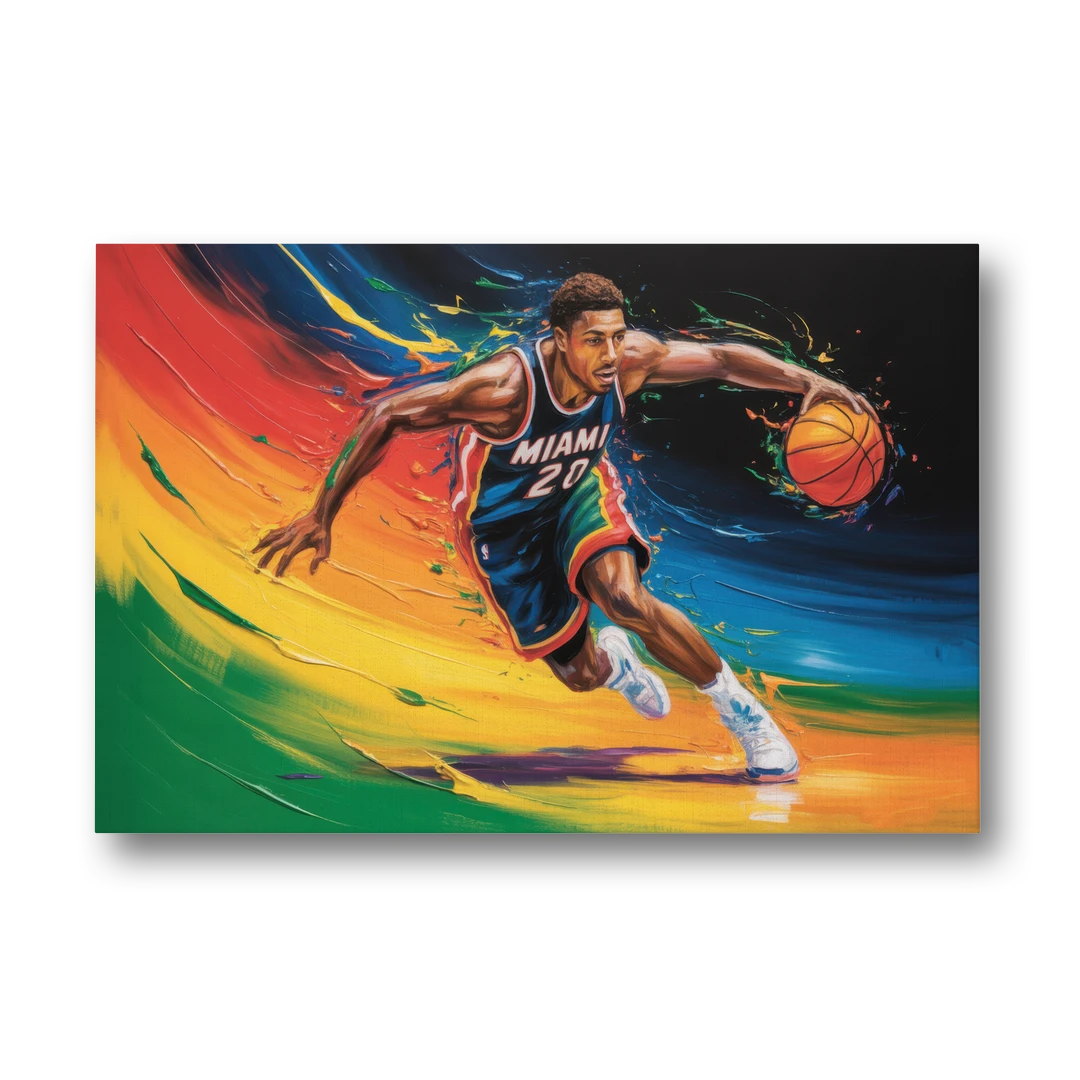 Miami Heat Energetic Basketball Impressionism Art - Canvas Wall Art - Front
