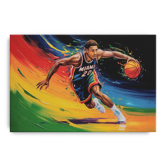Miami Heat Energetic Basketball Impressionism Art - Canvas Wall Art