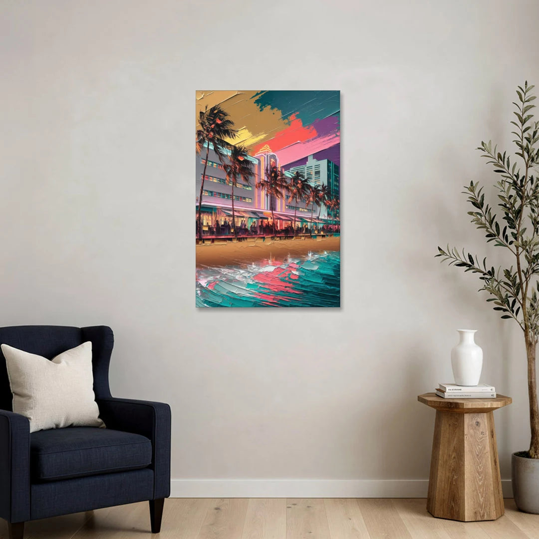 Miami South Beach Charm - Canvas Wall Art - Sofa - 24x36
