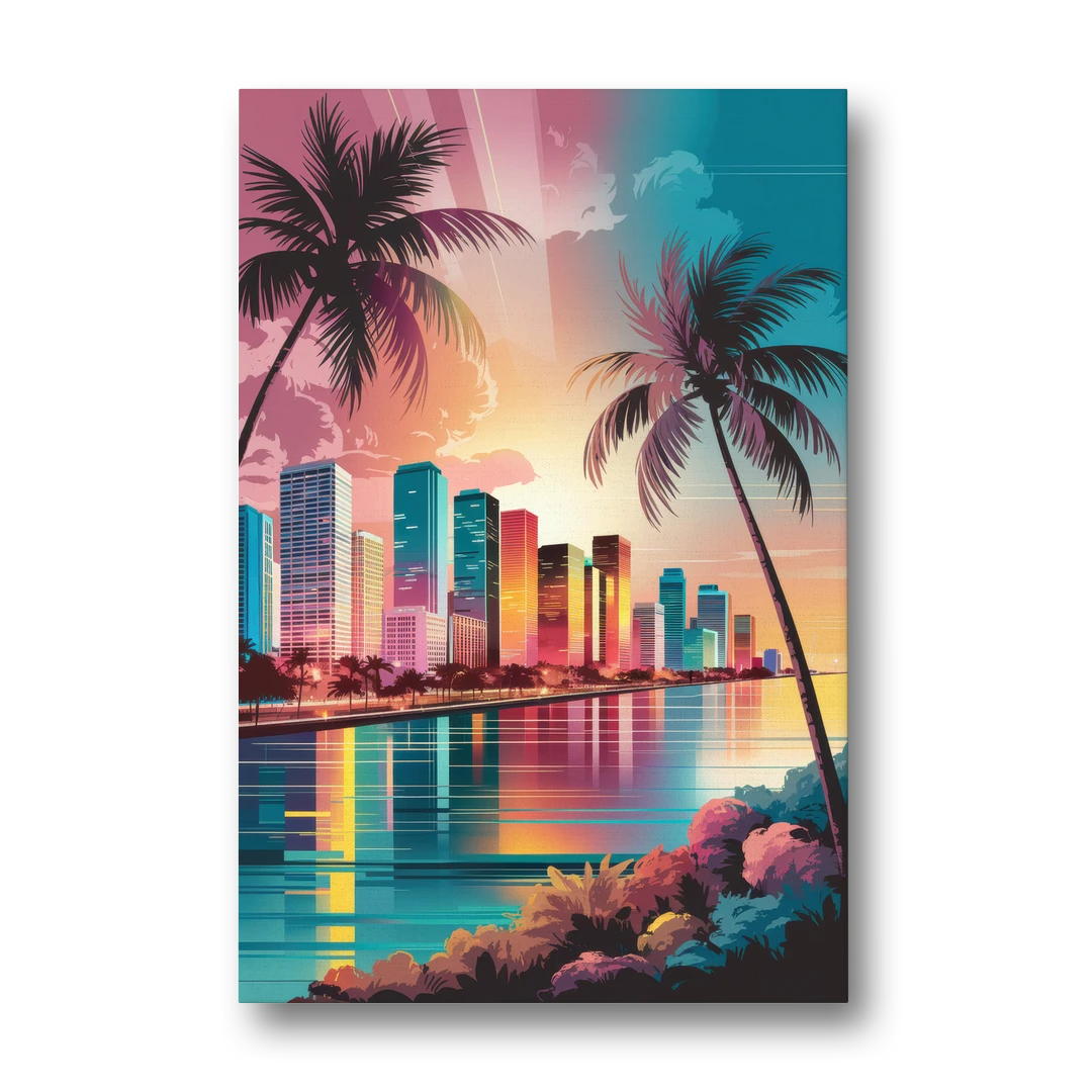 Miami Sunset Boulevard - Canvas Wall Art - Front