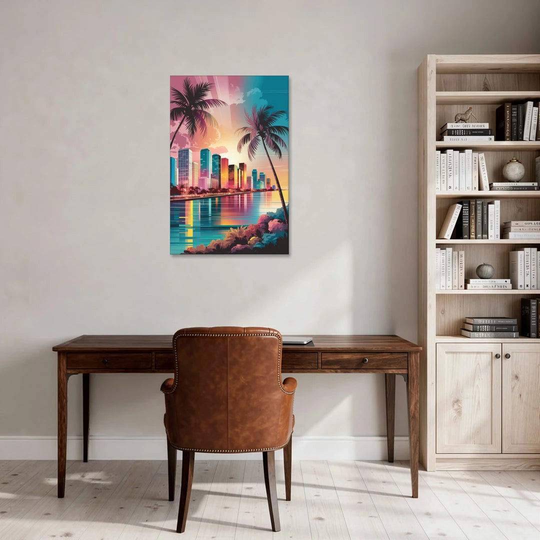 Miami Sunset Boulevard - Canvas Wall Art - Office - 24x36