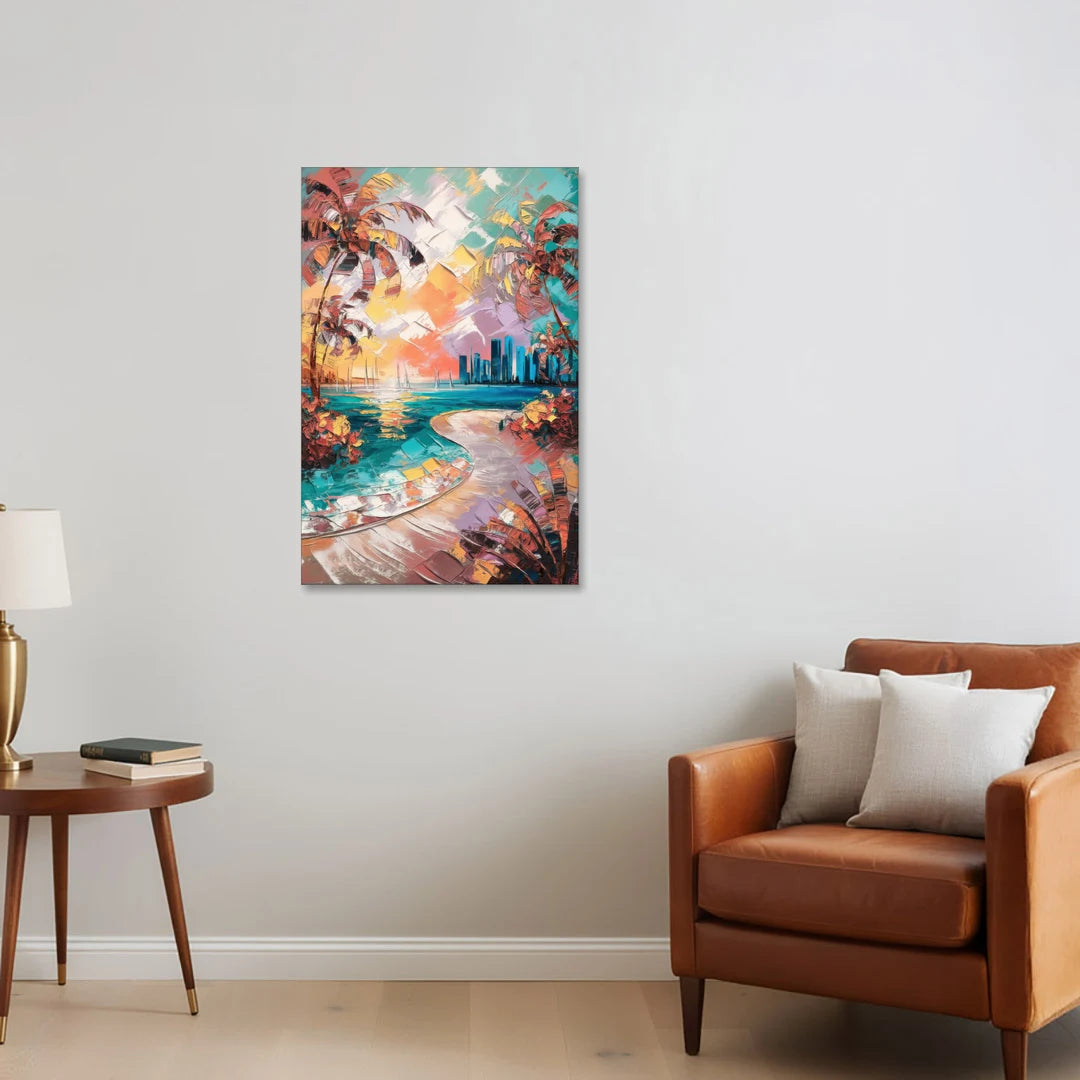 Miami Tropical Paradise - Canvas Wall Art - Sofa - 24x36