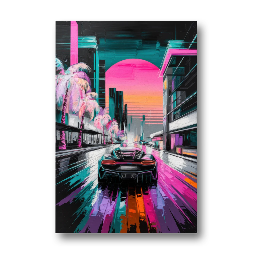 Miami Vice Neon Nights - Canvas Wall Art - Front