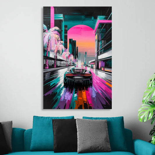 Miami Vice Neon Nights Living Room - Canvas Wall Art