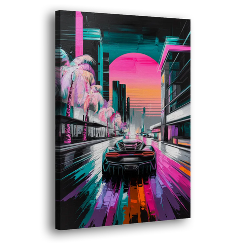 Miami Vice Neon Nights - Canvas Wall Art