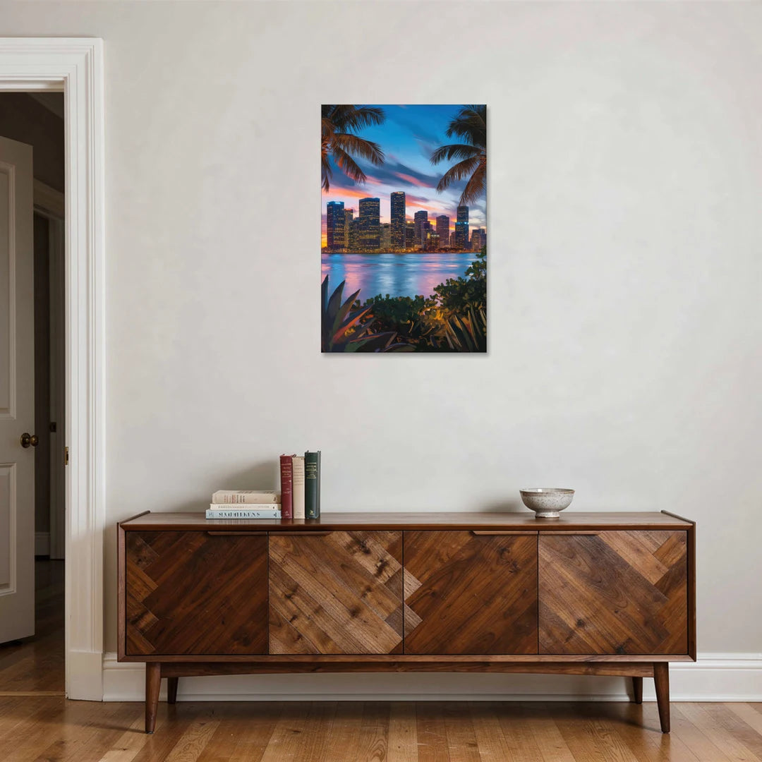 Miami Waterfront Skyline - Canvas Wall Art - Coffee Table - 24x36