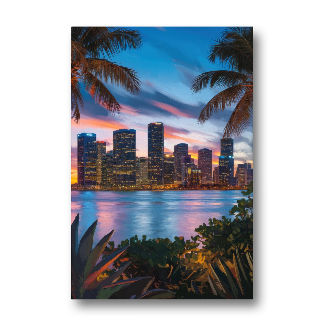 Miami Waterfront Skyline - Canvas Wall Art - Front