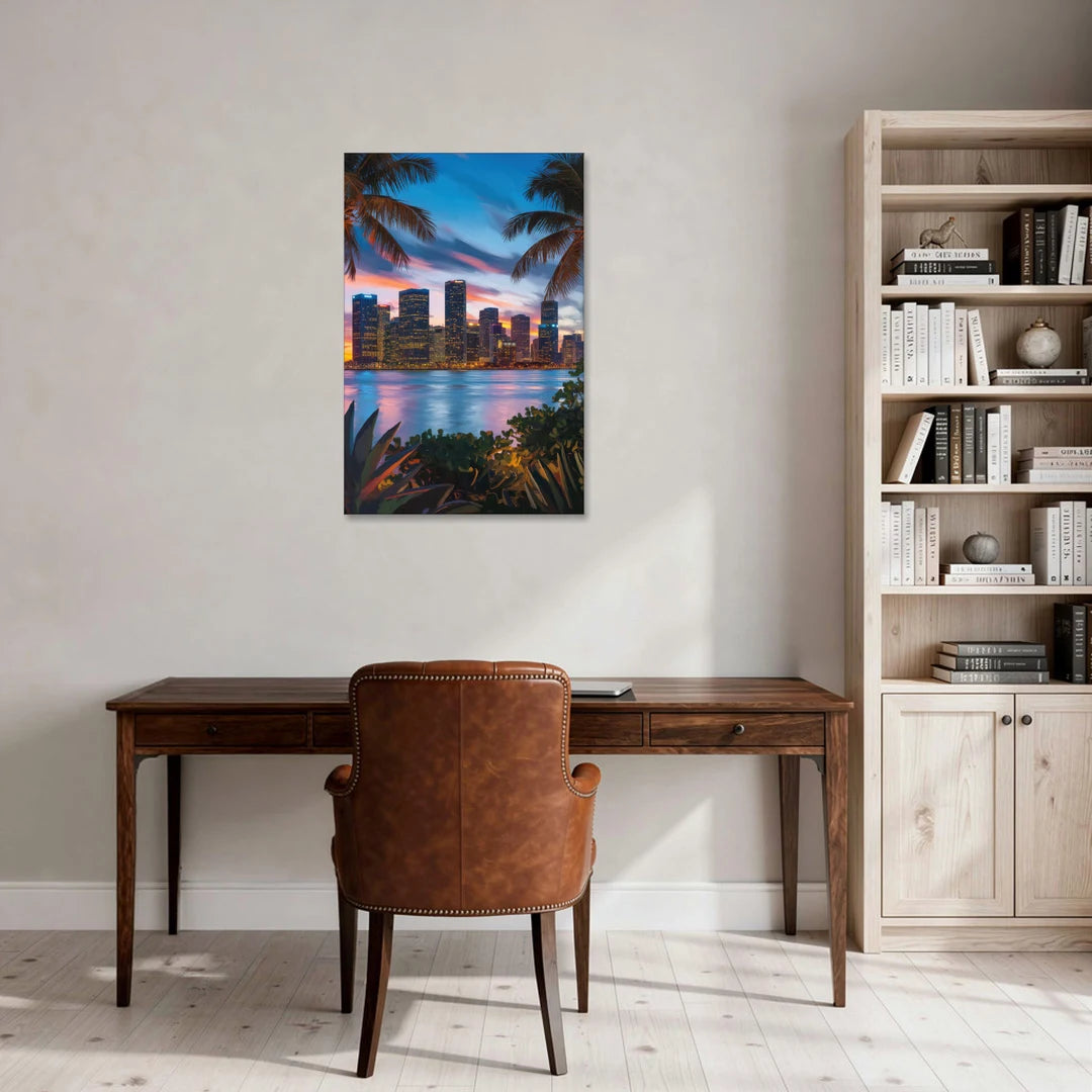 Miami Waterfront Skyline - Canvas Wall Art - Office - 24x36