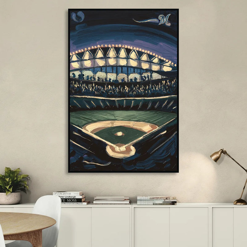 Milwaukee Brewers Celebration Living Room - Black Canvas Wall Art