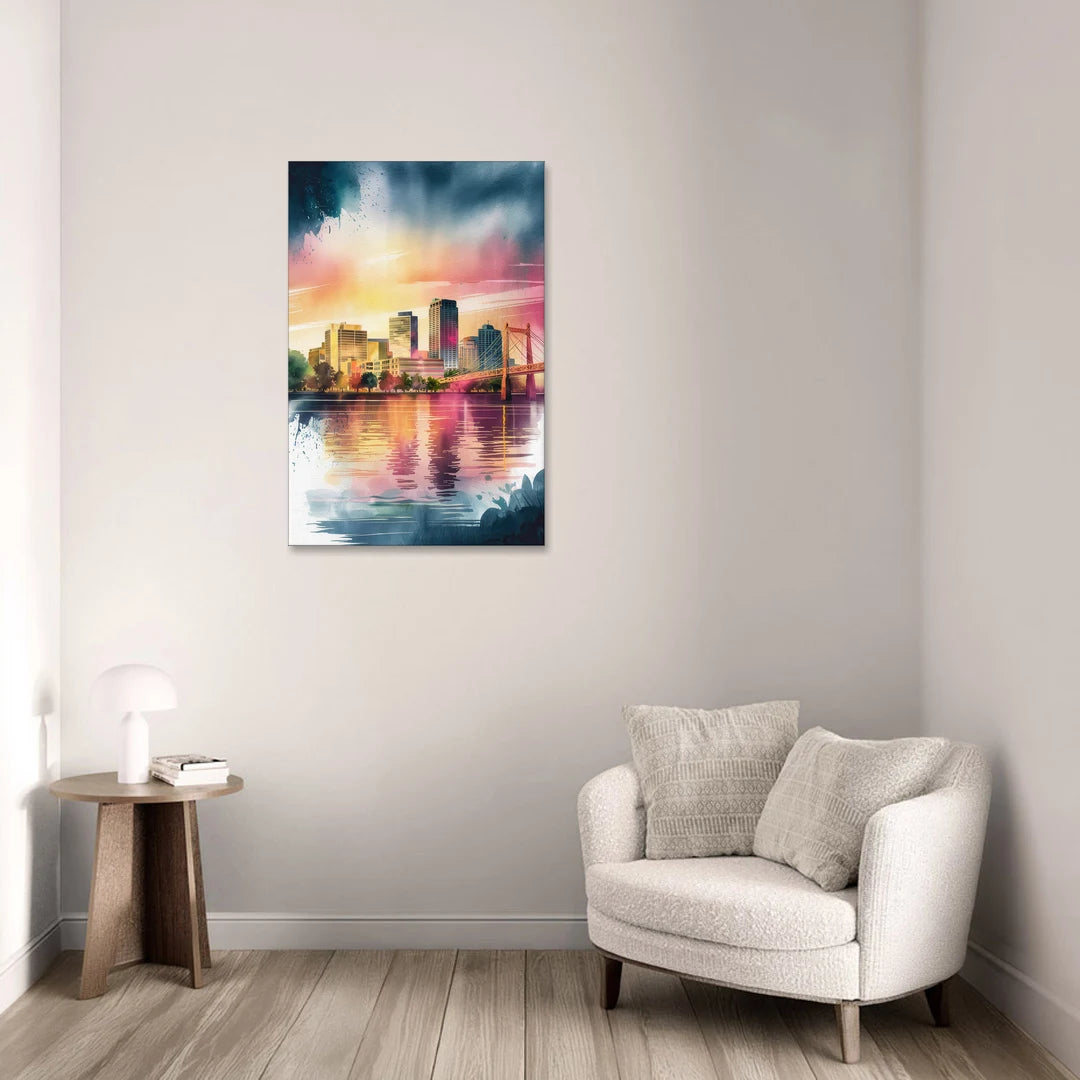 Milwaukee Cityscape Beauty - Canvas Wall Art - Sofa - 24x36