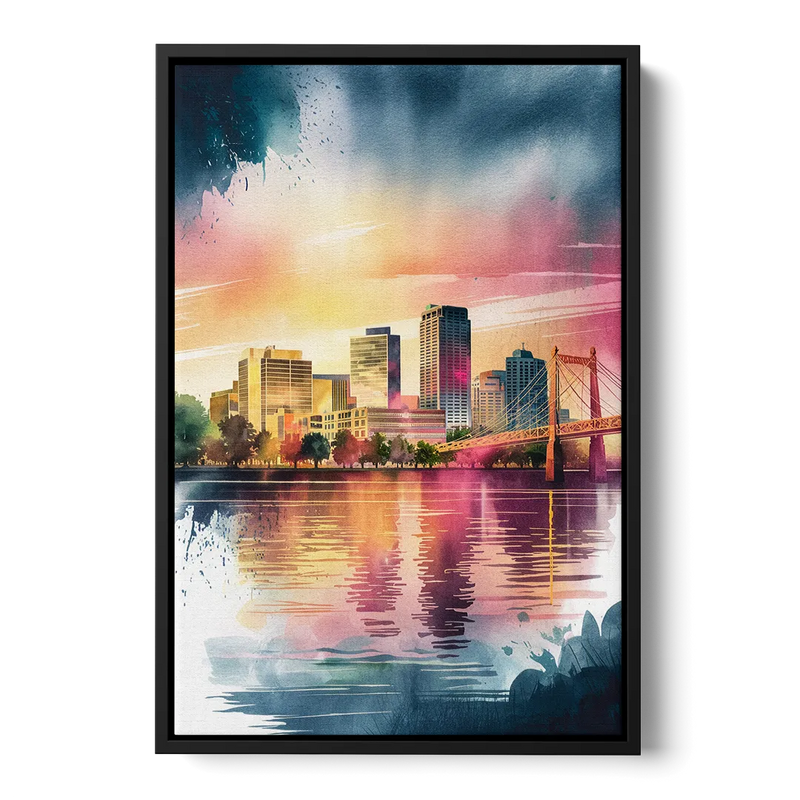 Milwaukee Cityscape Beauty Front - Black Canvas Wall Art