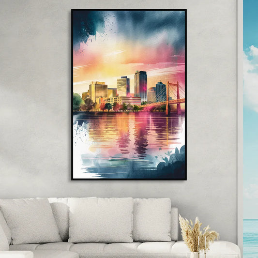 Milwaukee Cityscape Beauty Living Room - Black Canvas Wall Art