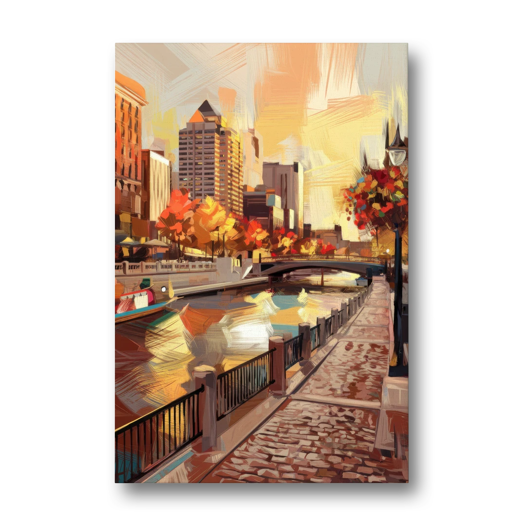 Milwaukee Riverwalk Views - Canvas Wall Art - Front