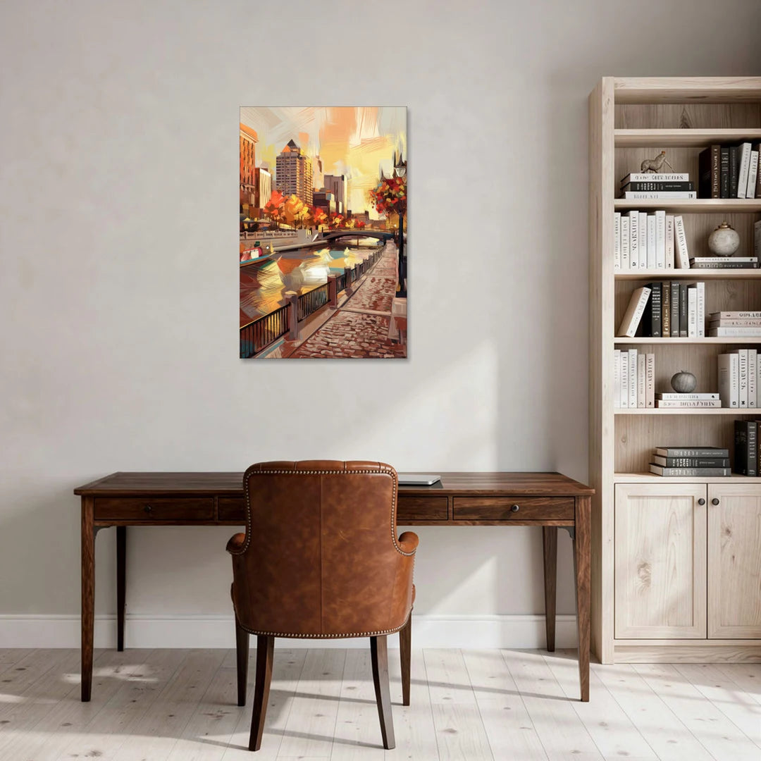 Milwaukee Riverwalk Views - Canvas Wall Art - Office - 24x36