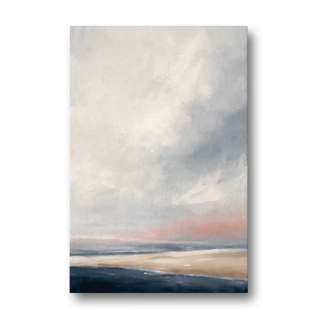 Minimalist Abstract Chalk Sky Over a Sandbar - Canvas Wall Art - Front