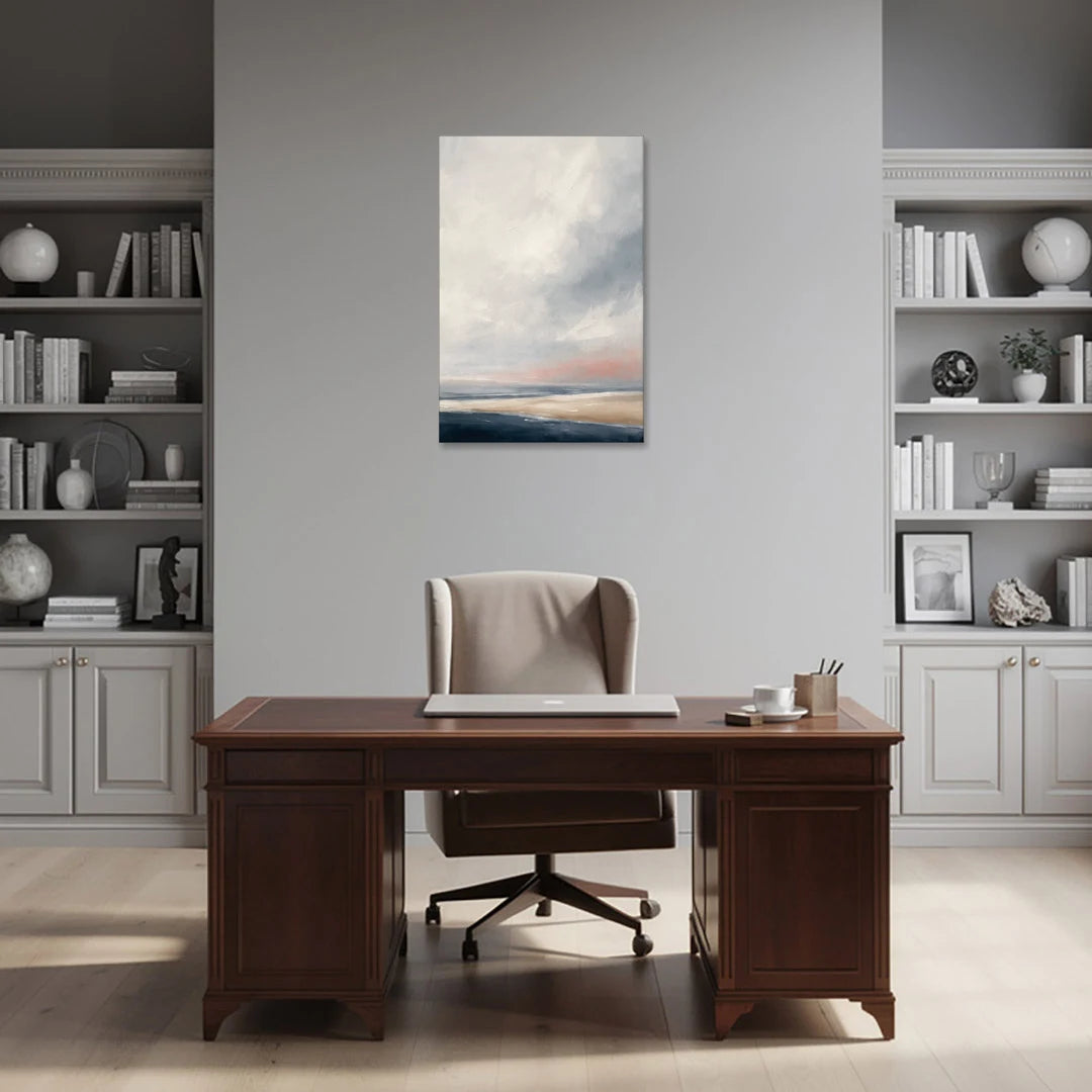 Minimalist Abstract Chalk Sky Over a Sandbar - Canvas Wall Art - Office - 24x36