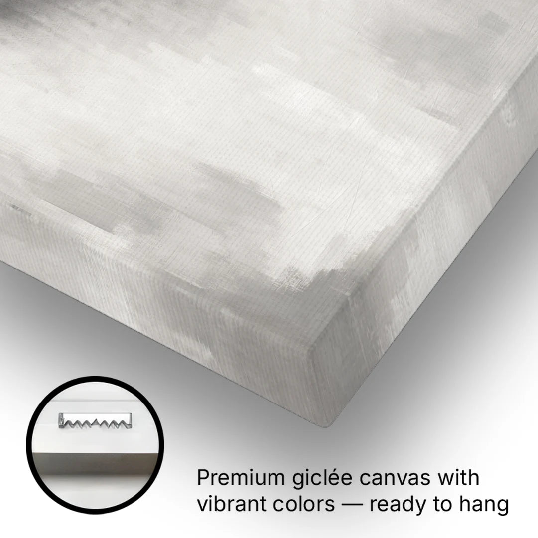 Minimalist Black and White Dissolving Charcoal Circle - Canvas Wall Art - Gallery Wrap Corner