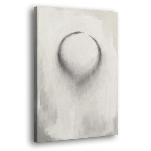 Minimalist Black and White Dissolving Charcoal Circle - Canvas Wall Art