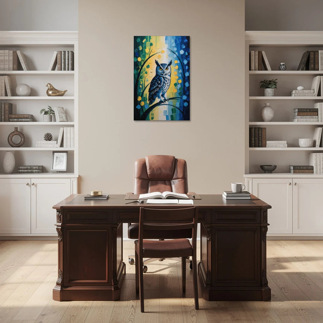 Minimalist Owl Silhouette - Canvas Wall Art - Office - 24x36