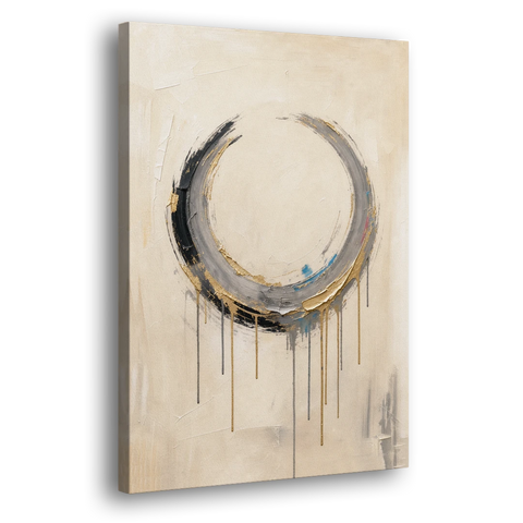 Minimalist Textured Gilded Enso Circle - Canvas Wall Art