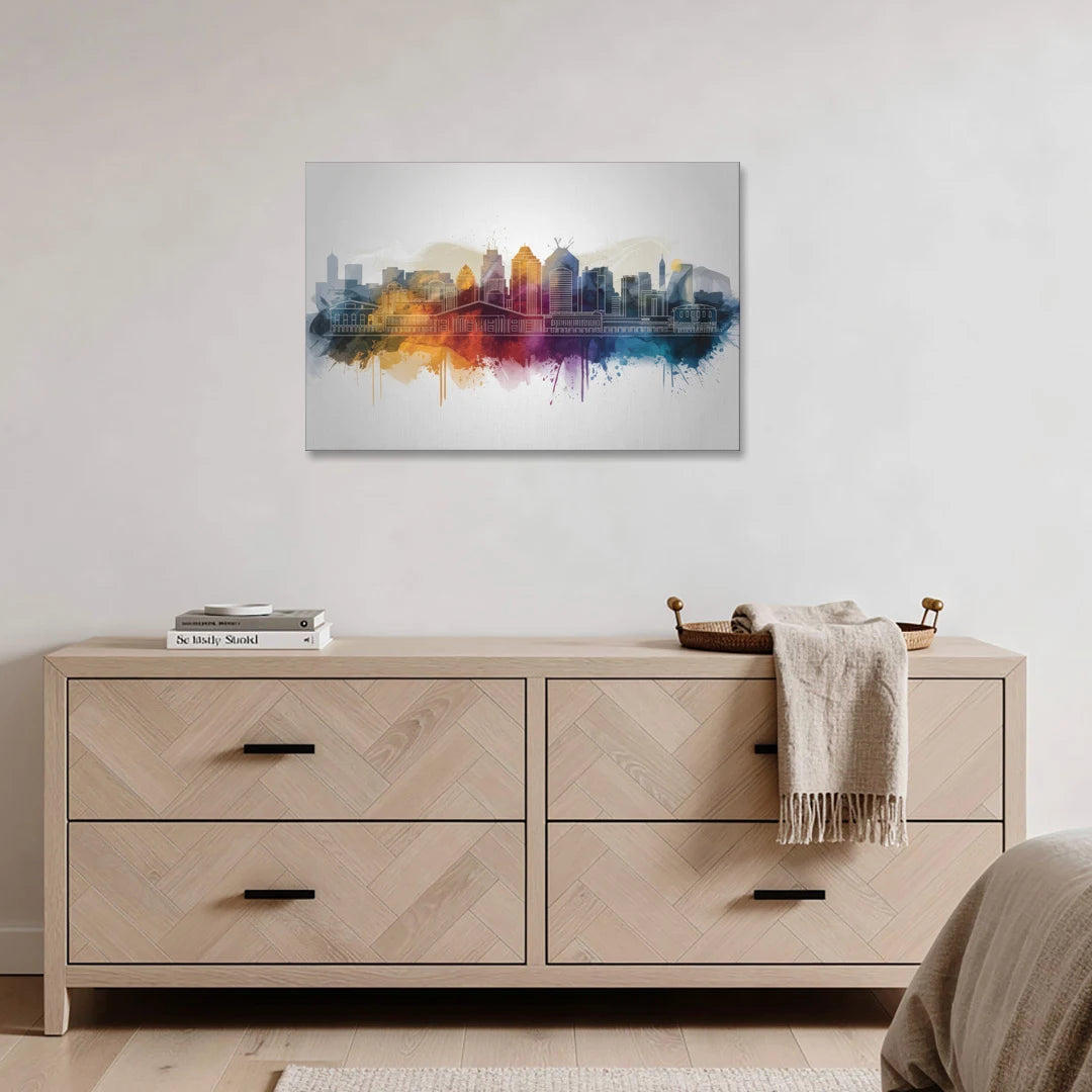 Minneapolis Downtown Cityscape - Canvas Wall Art - Coffee Table - 36x24