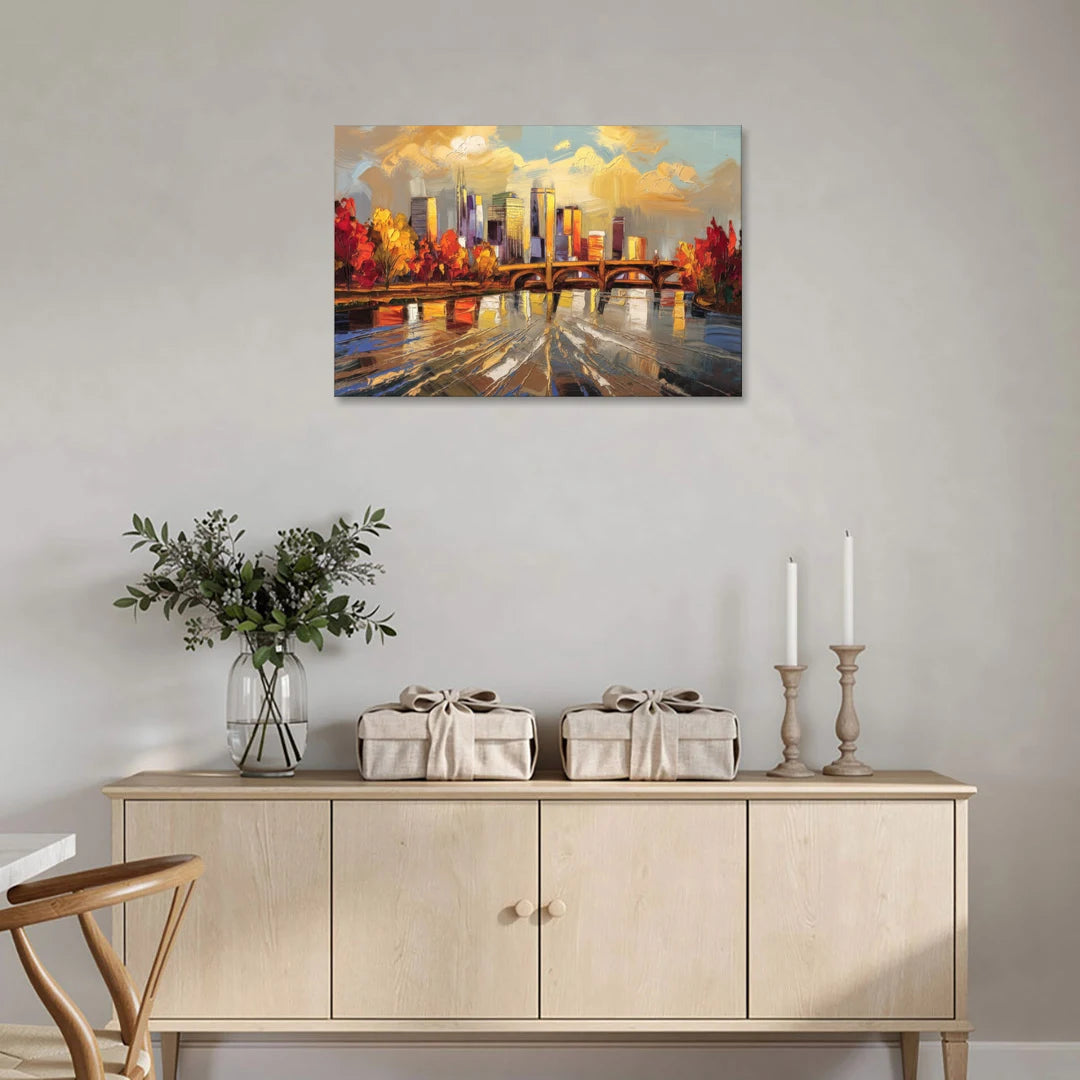 Minneapolis Mississippi River View - Canvas Wall Art - Coffee Table - 36x24