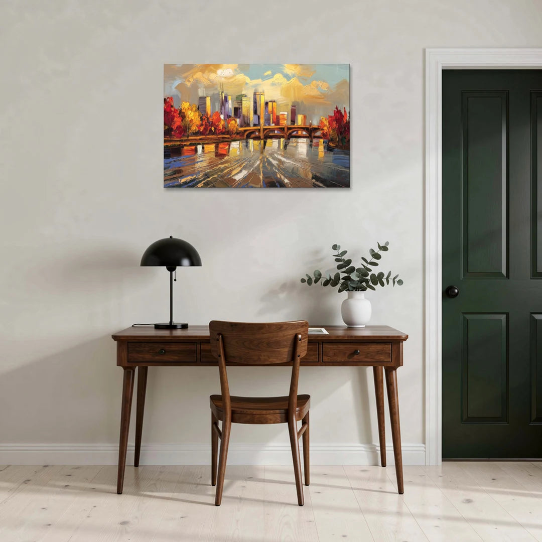 Minneapolis Mississippi River View - Canvas Wall Art - Office - 36x24