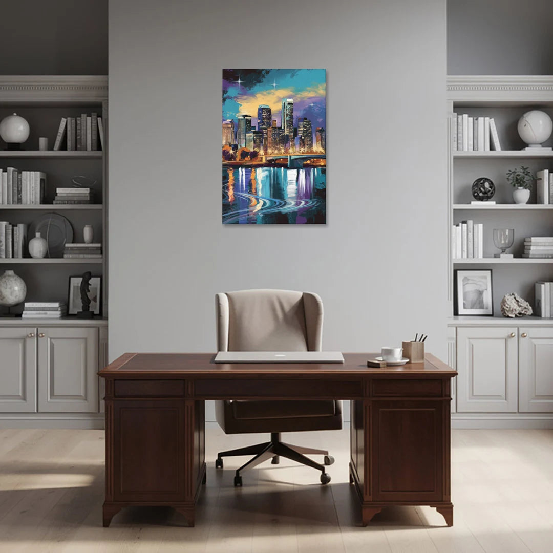 Minneapolis Urban Skyline Reflection - Canvas Wall Art - Office - 24x36